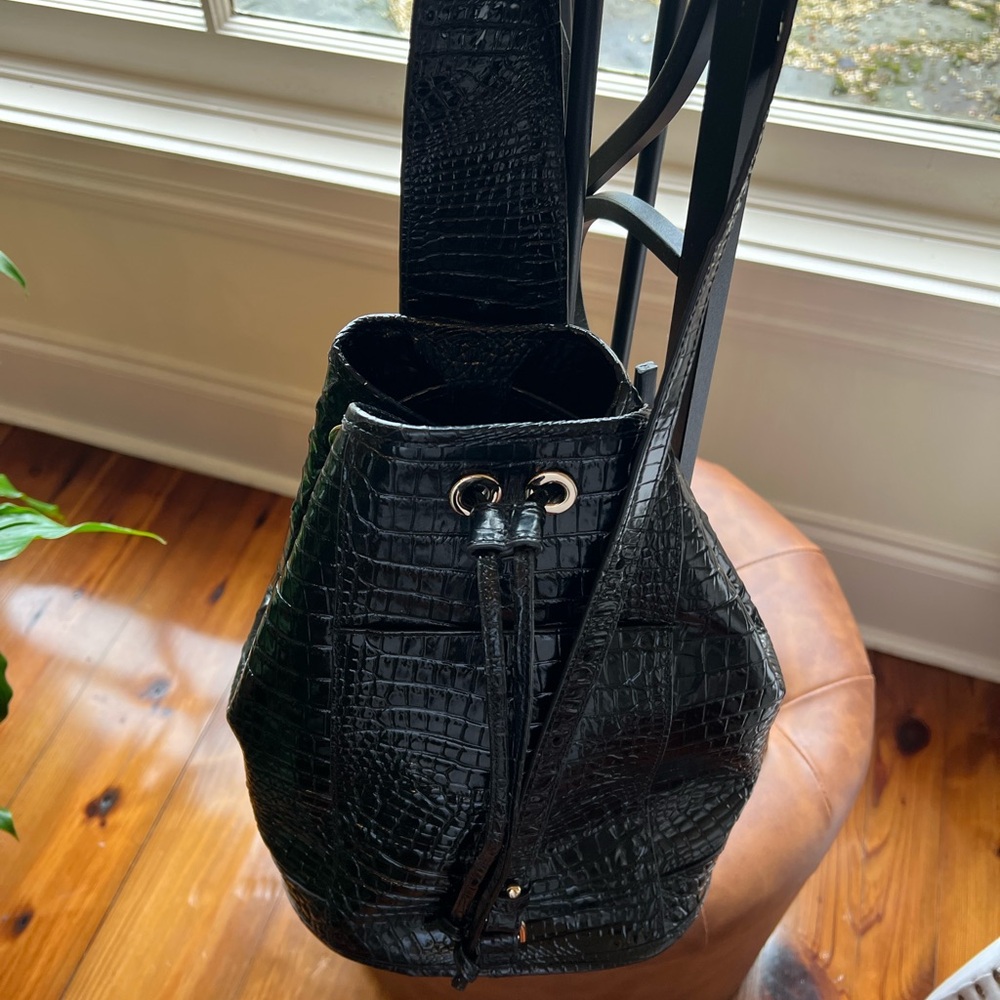 Brahmin Black Crocodile Embossed Shoulder Bag - Picture 3 of 15